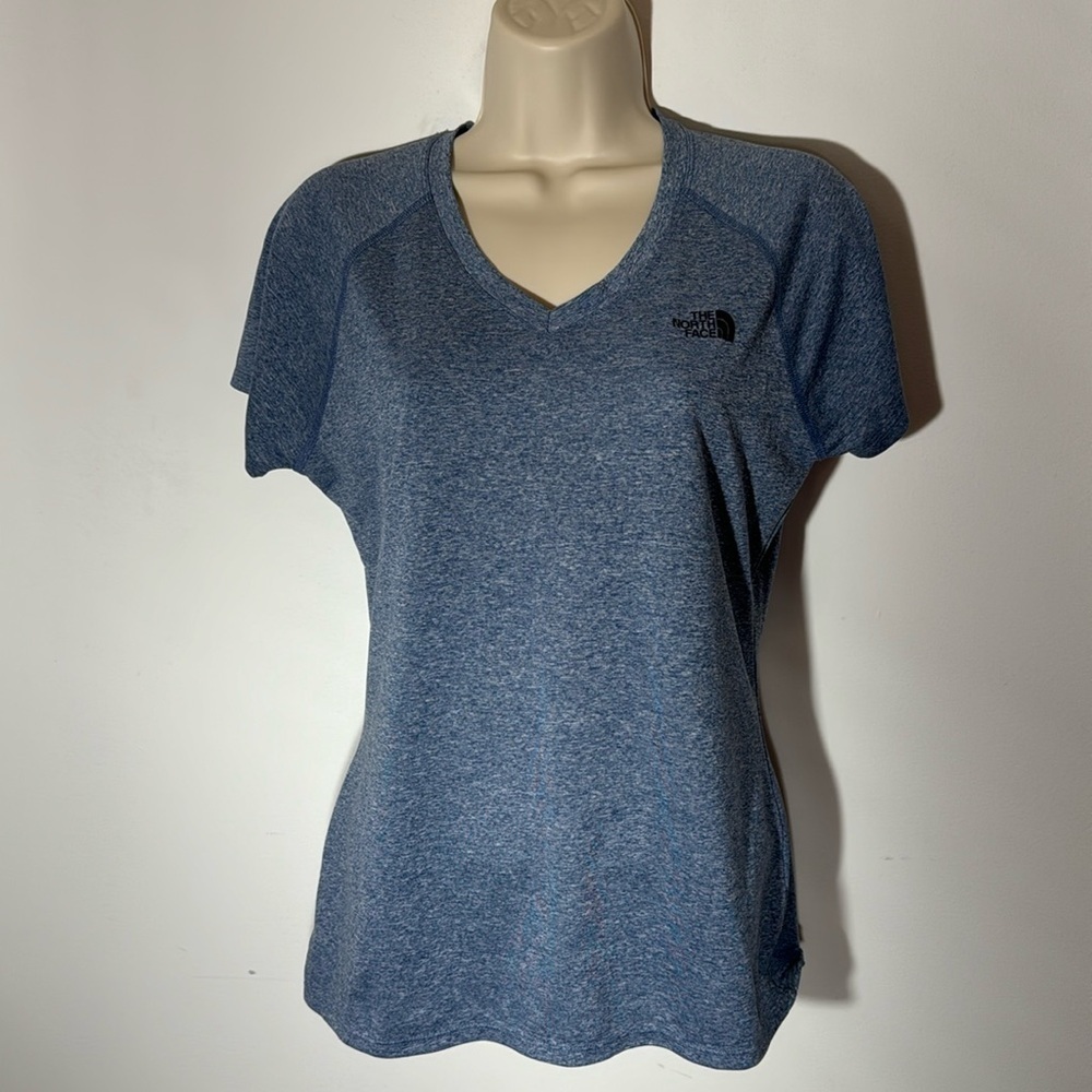The North Face V-Neck Blue Athletic Short Sleeve Top Medium